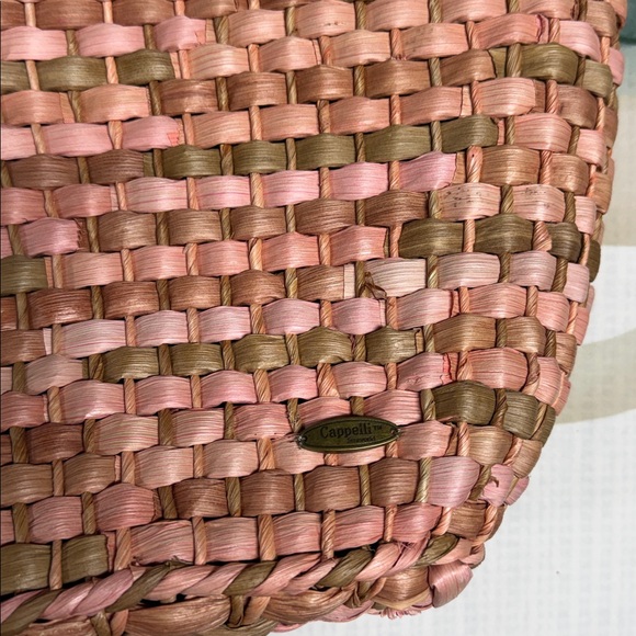 Cappelli Straworld woven straw tote bag with beaded handles Pink medium Y2K - Picture 4 of 8
